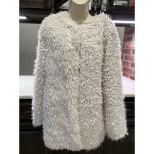 Chelsea & Violet Faux Fur Long Sweater Coat Women's Large L White Arctic Fox